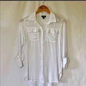 a.n.a White Roll Tab Sleeve Button Down Shirt